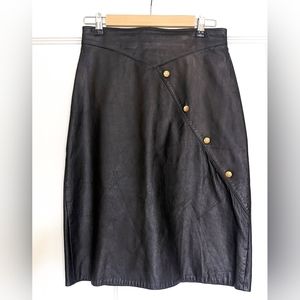 Vintage Black Leather Skirt, Firenze 10 medium m